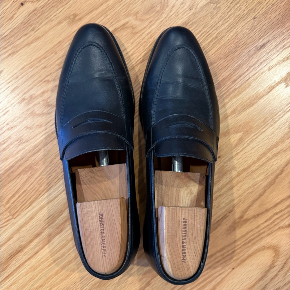 Jack Erwin Elegant Black Leather Loafers size 9